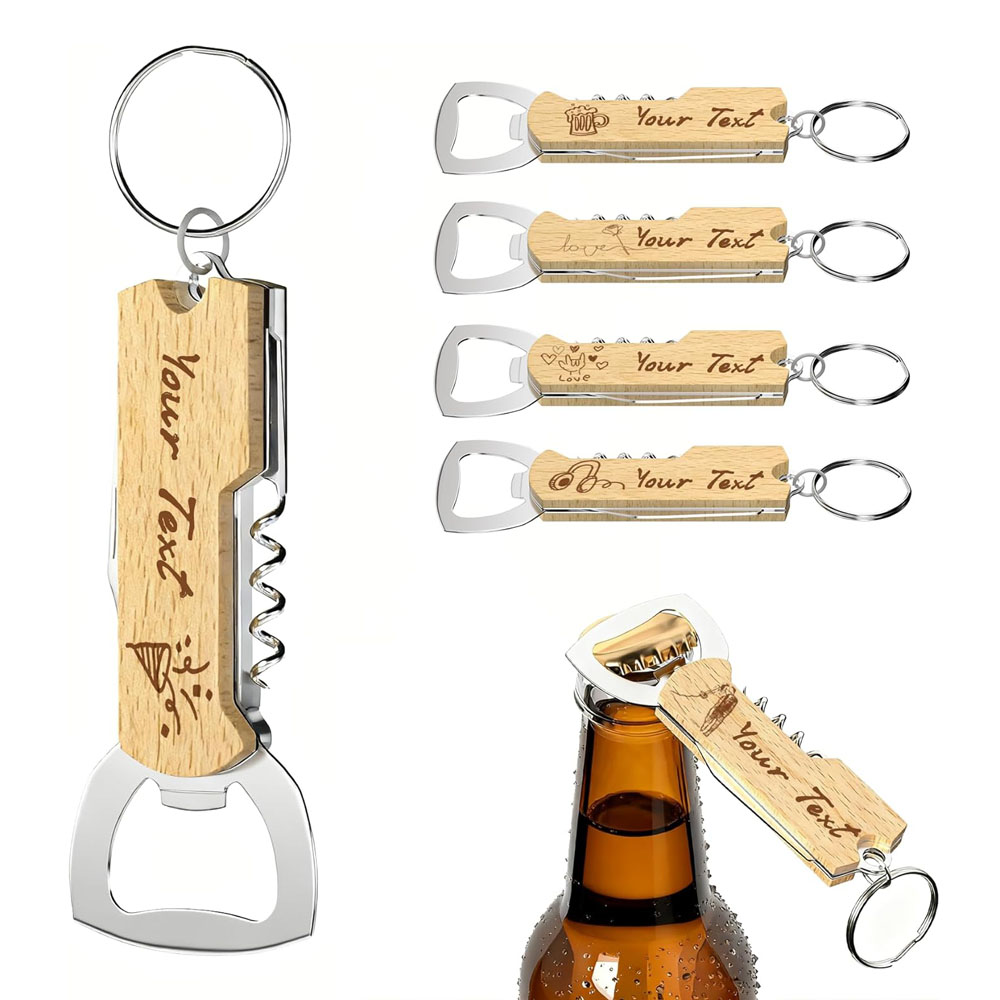 Bottle Opener Keyring - Individuell gravierter Logo-Flaschenöffner-Schlüsselanhänger für Hochzeitsgeschenke, Weingereile,