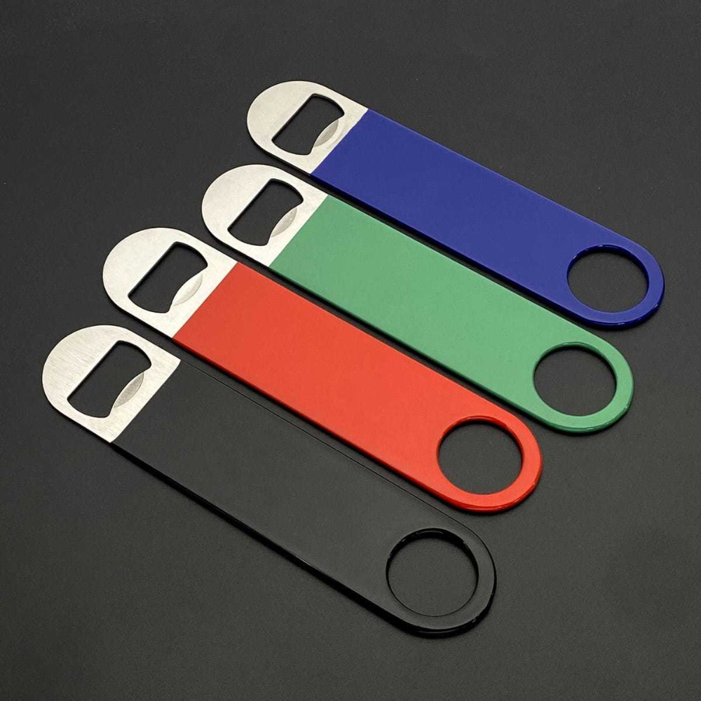 Bottle Opener Keyring - Barkeeper Bierflaschenöffner Flach Schnellöffner Gummibeschichteter Edelstahl