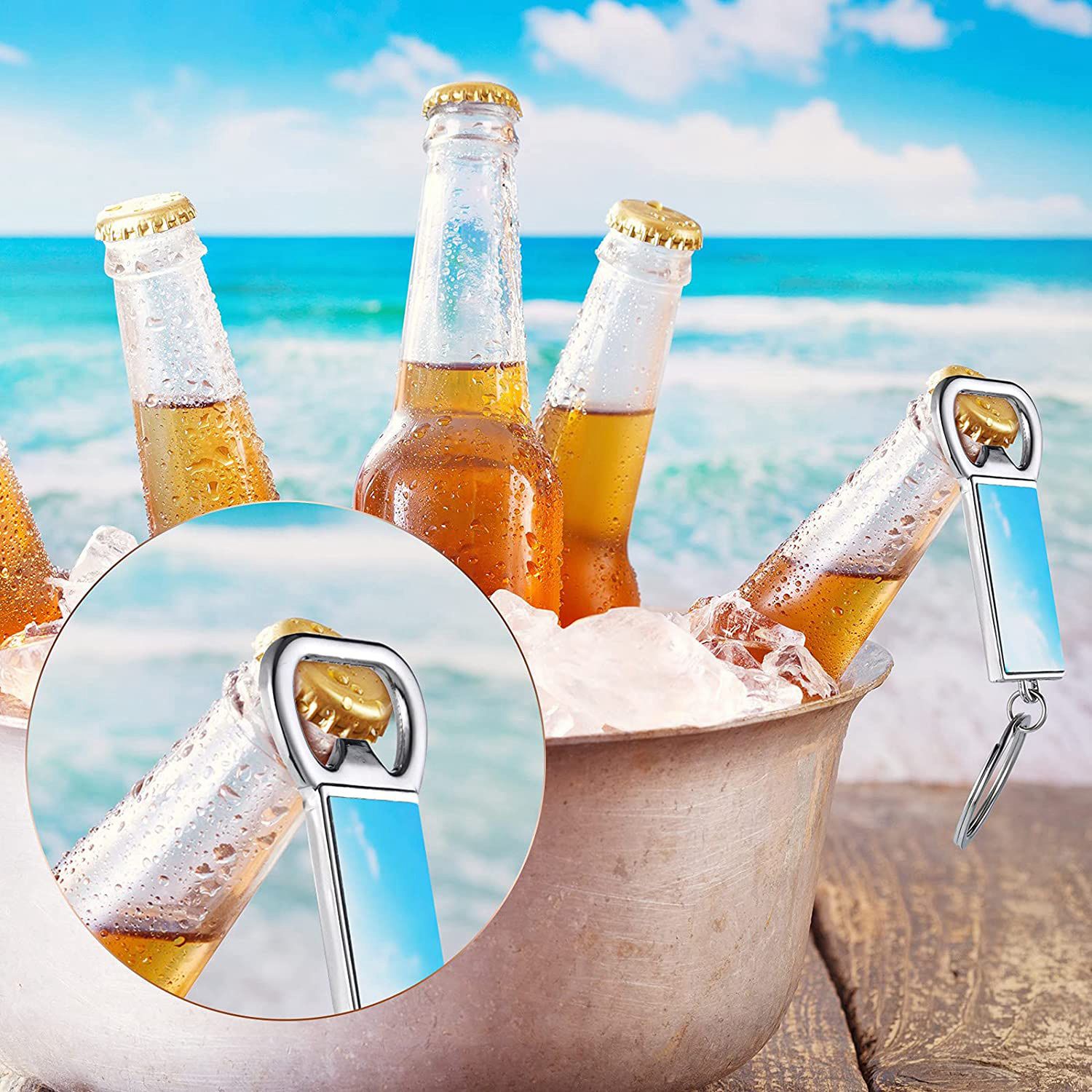 AED7-10 Stück Sublimations-Bla – Bottle Opener Keyring Bewertung und Preis
